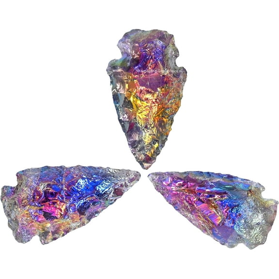 Angel Aura Amethyst Crystal Arrow Head Stone (1" to 1.5" Inch)