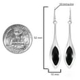 thumbnail image 5 of Modern Long Icicle Black Onyx Inlay Sterling Silver Dangle Earrings, 5 of 5