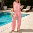 thumbnail image 5 of Htigea Womens Plaid 2 Piece Sets Casual Sleeveless Tank Tops Pants Matching Outfits Summer Loungewear 03 Pink XXL, 5 of 7