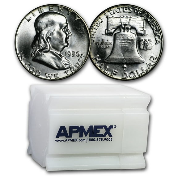 1956 Franklin Half Dollar 20-Coin Roll BU