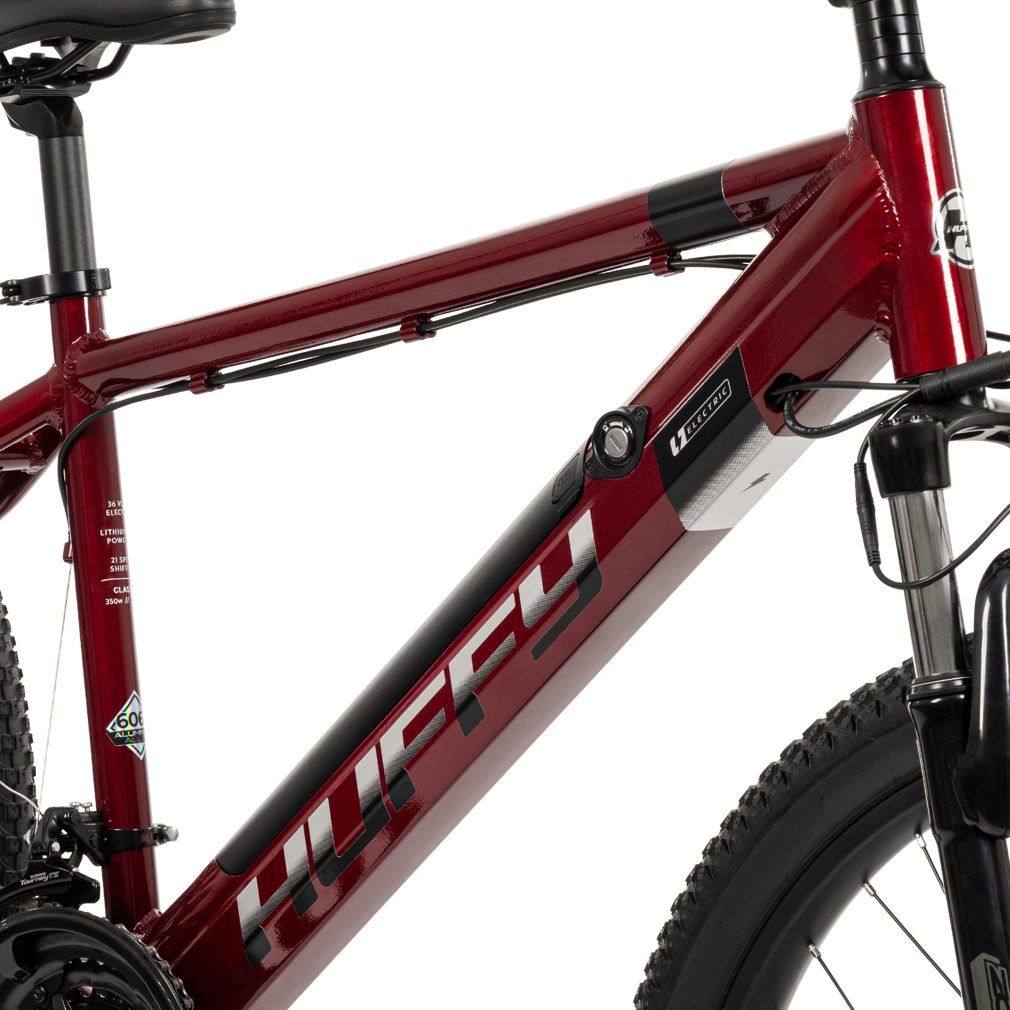 Huffy 27.5" Vertis 36V Electric Mountain Bike, Fits Riders 60"+, Red, Adult, Unisex