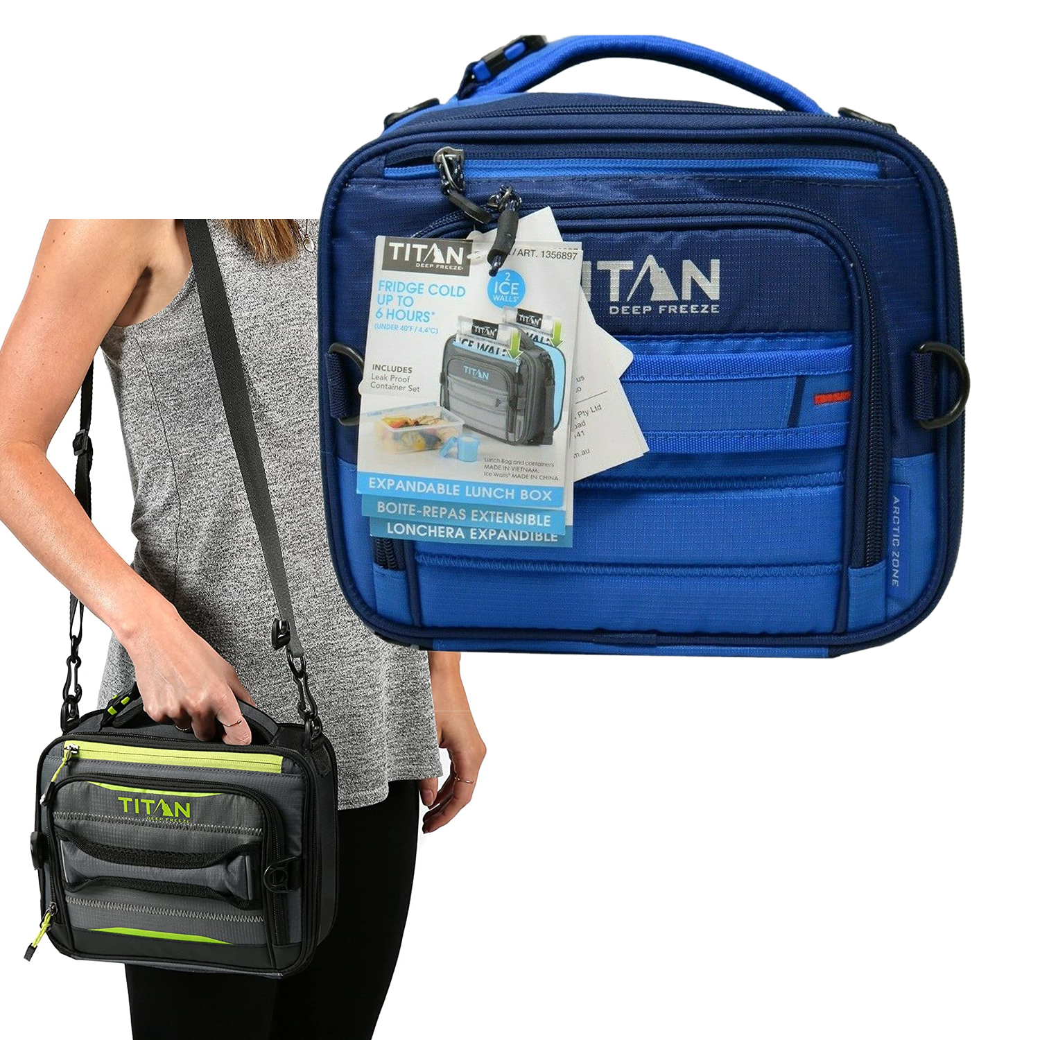 Arctic Zone Deep Freeze Expandable Lunch Box with 2 Ice Walls - Blue
