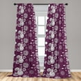 thumbnail image 2 of Space Window Curtains, Bicolored Outer Planet Vibe Astronaut and Sun Sketch With Flora on Pinky Back, Lightweight Decor 2-Panel Set with Rod Pocket, Pair of - 28"x63", Dark Magenta Ivory, by Ambesonne, 2 of 3