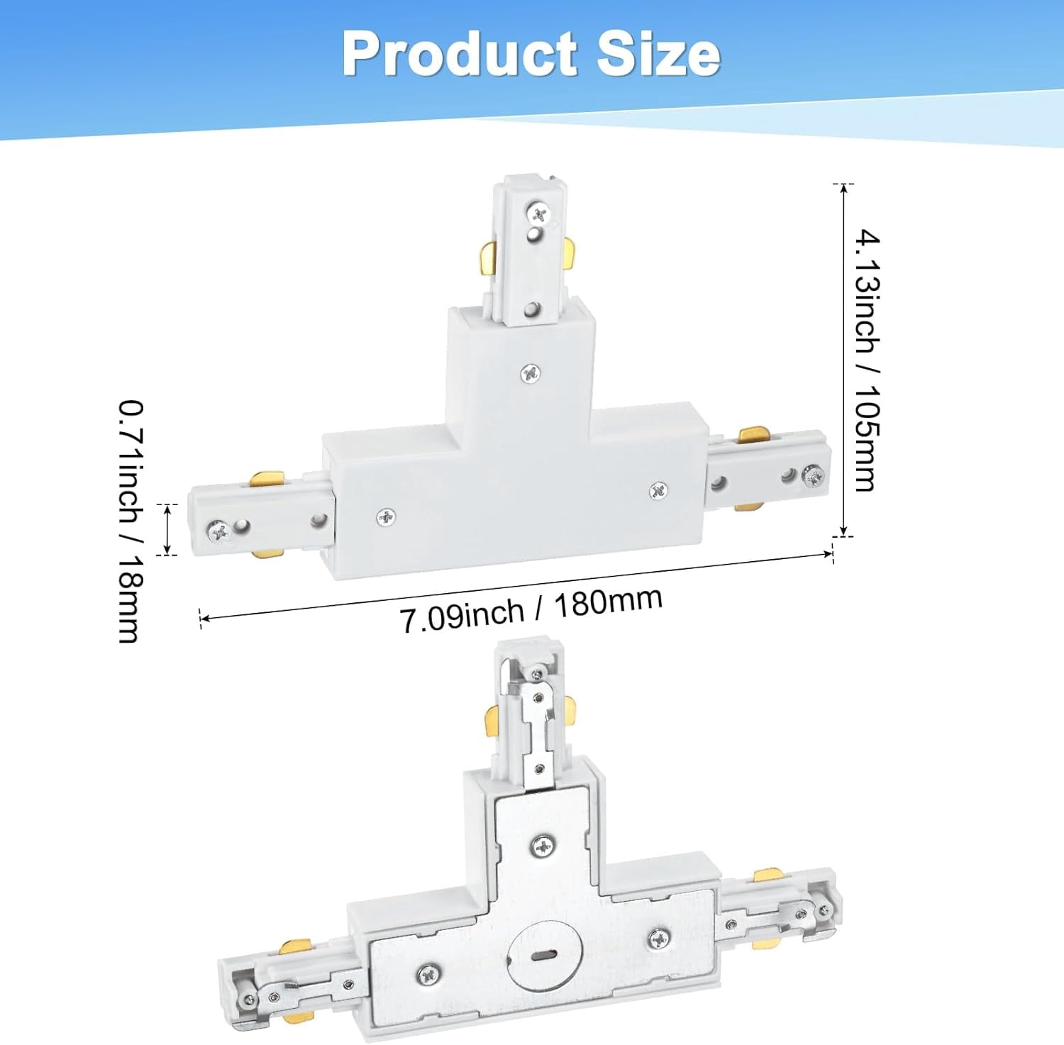 RGHJAR-H Track T-Connector, Single Circuit H Type 3-Wire-1 Rail 110-220V for Track Lighting System/Fixtures/Accessories/Ceiling Wall Spot Light [White]