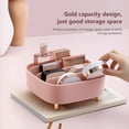 thumbnail image 6 of dwsnxt White Plastic Makeup Organizer with 4 Compartments and Removable Shelves, Ideal for Cosmetics Storage on Bathroom Countertop and Bedroom Vanity Dresser Pink, 6 of 6