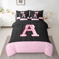 thumbnail image 2 of jejeloiu Girls Pink Bowknot 7-Piece Twin Bedding Sets,First Letter E Bedding Comforter Set For Kids Reversible, 2 of 8