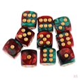 thumbnail image 1 of Juego De 50 Dados Translúcidos De 6 Lados, 16 Mm, D6, Rojo Y Verde Con Pepitas Doradas, 1 of 9