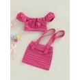 thumbnail image 2 of Franhais Little Girls 2PCS Skirt Outfits, Short Sleeve Off-Shoulder Crop Tops+  Suspender Skirt, 2 of 9