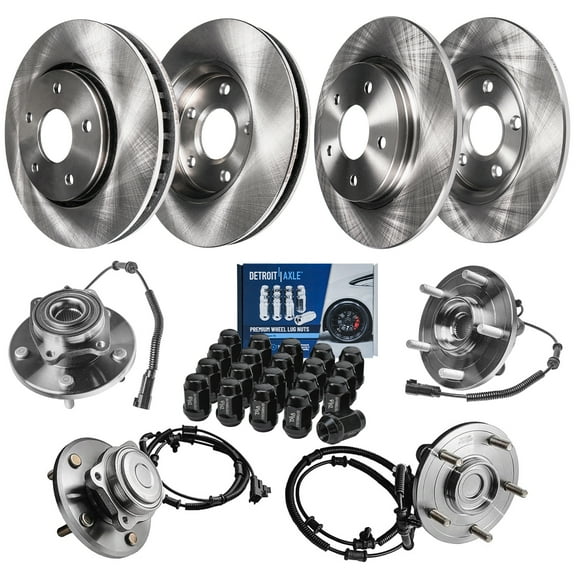 Detroit Axle - Front & Rear Brakes and Rotors Wheel Hubs 20pc Wheel Lug Nuts Replacement for Town & Country - 28pc Set