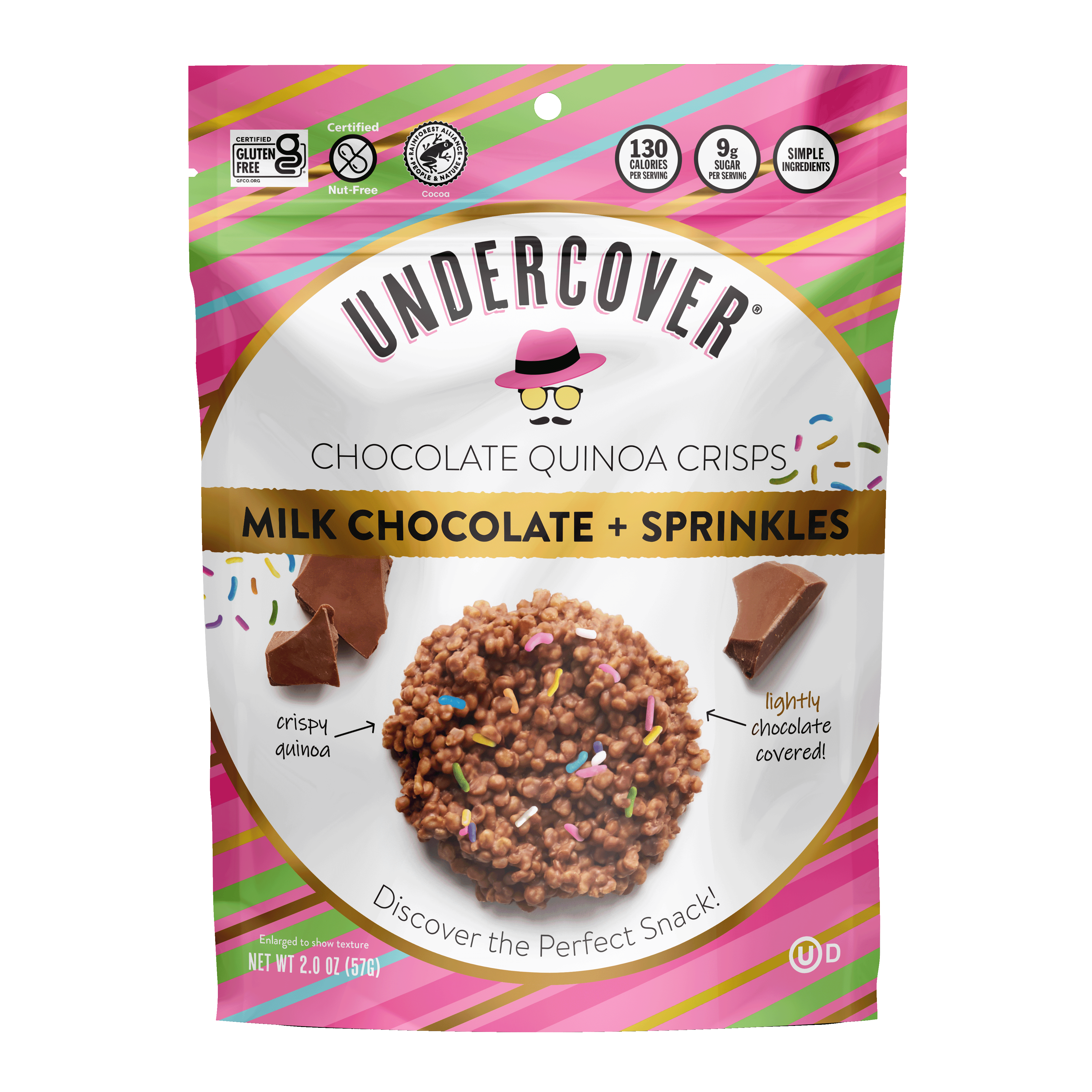 Undercover Snacks, Milk Chocolate + Sprinkles, 2 oz