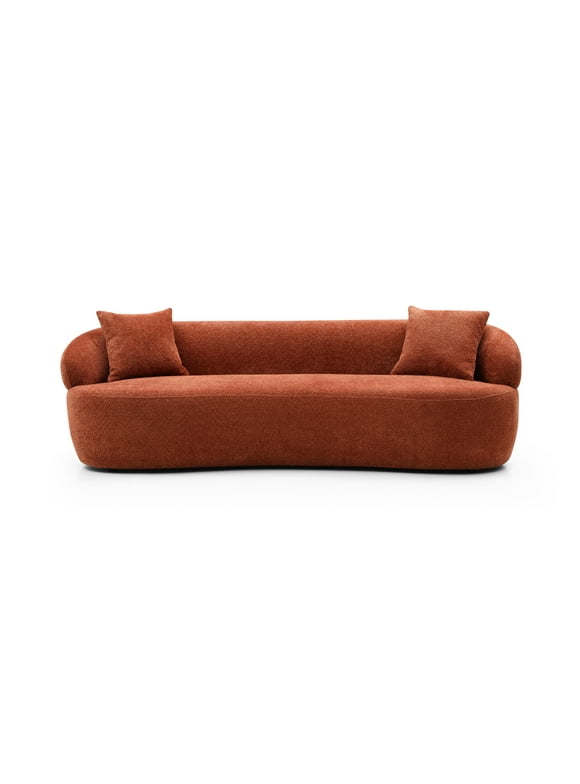 [NOT AVAILABLE ON WAYFAIR] ORANGE Mid Century Modern Curved Sofa, 3 Seat Cloud couch Boucle sofa Fabric Couch for Living Room, Bedroom, Office