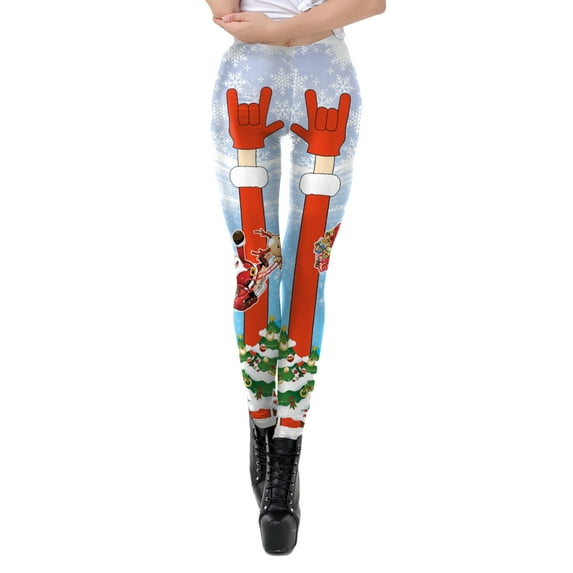 Christmas Leggings Printed Party Holiday Leggings Stretchy Ankle Length Skinny Tights Yoga Pants
