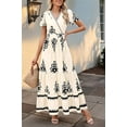 thumbnail image 4 of Womens 2025 Summer Casual V Neck Boho Maxi Dress Flowy Aline Bell Sleeve Tiered Floral Dresses with Pocket S, 4 of 7