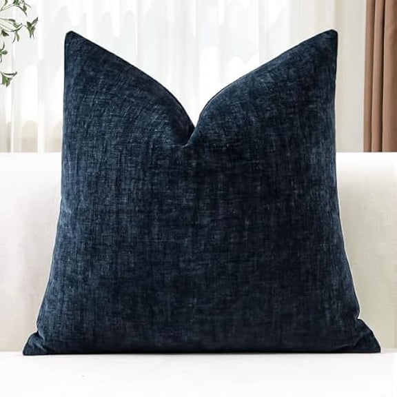 Eryueer Chenille Cushion Covers 40x40 cm Soft Navy Blue Decorative Throw Pillow Covers 16x16 Inch Square Cushion Case Solid Pillowcases for Couch Sofa Living Room Bed Home Decor (Navy Blue)