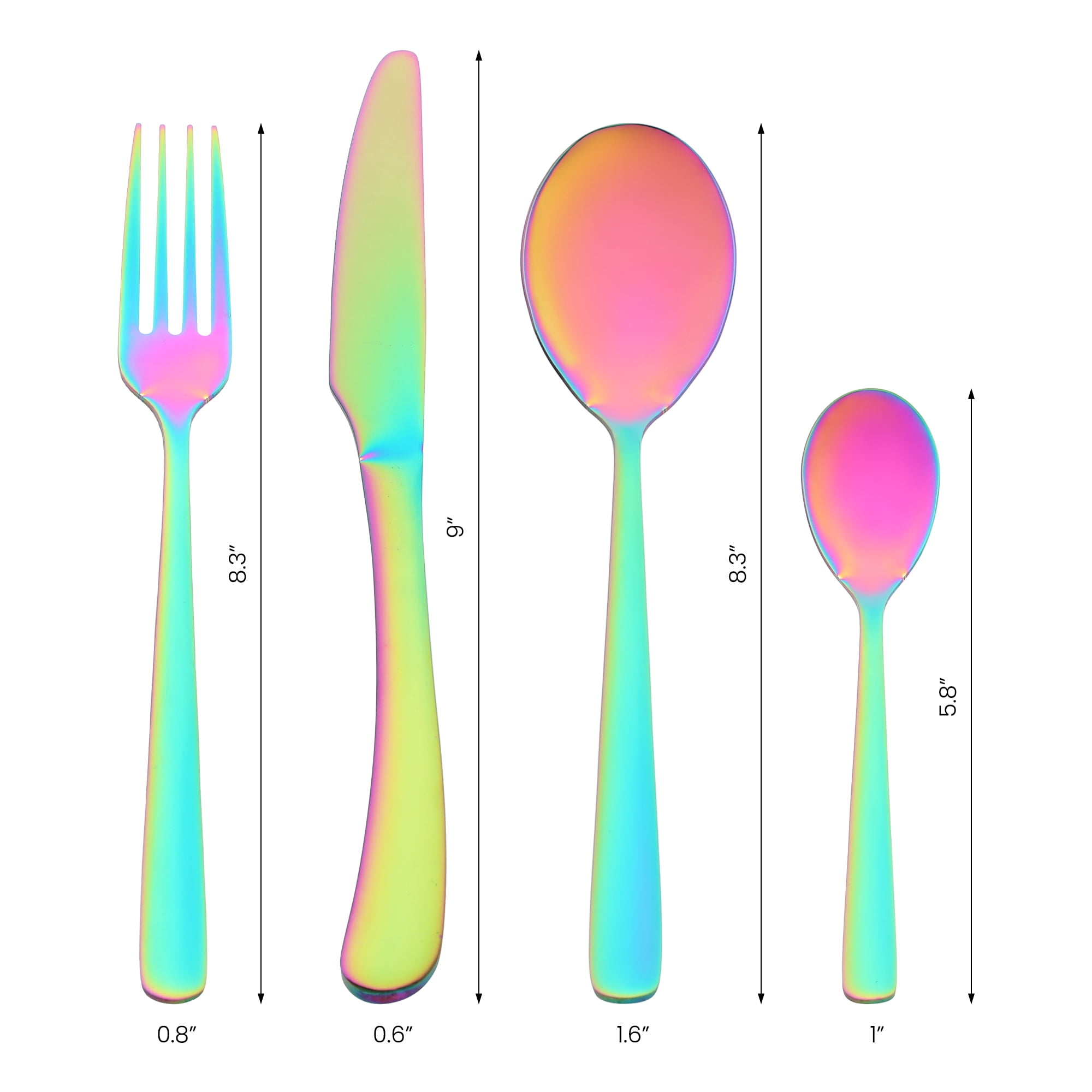 Unique Bargains 4 Pcs Stainless Steel Silverware Set with Serving Utensils Colorful
