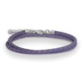 thumbnail image 4 of Auriga 925 Sterling Silver Purple Leather Rh-plated With 2in ext Choker Wrap Bracelet for Women 14", 4 of 7