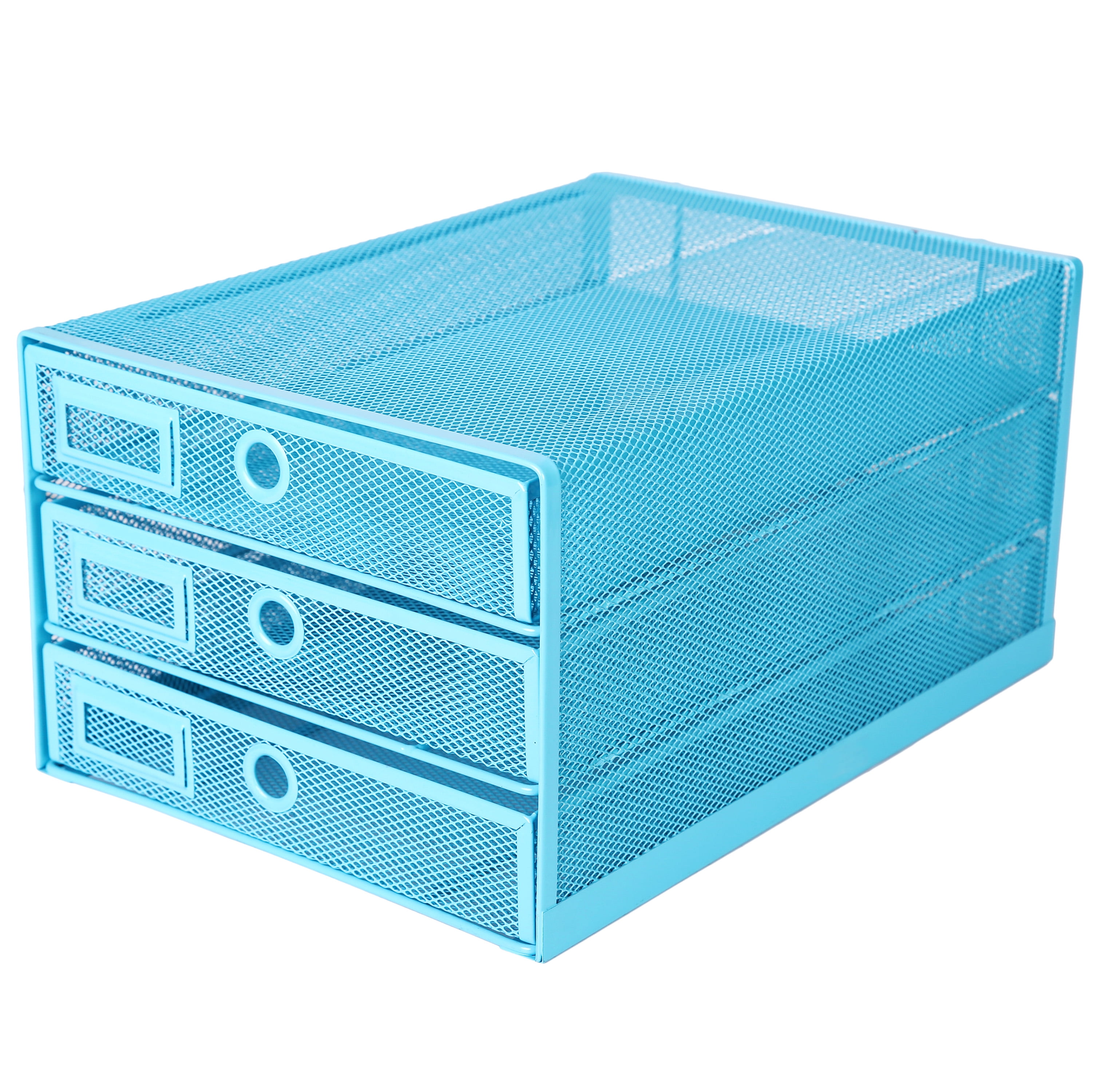 ANNOVA Wire Mesh Desk Organizer 3 Drawer Sorter Blue