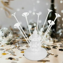 LEORX White Plastic Balloon Stand with Base for Tabletop Decor Ideal for Birthday Weddings and Parties 6.5 Inches