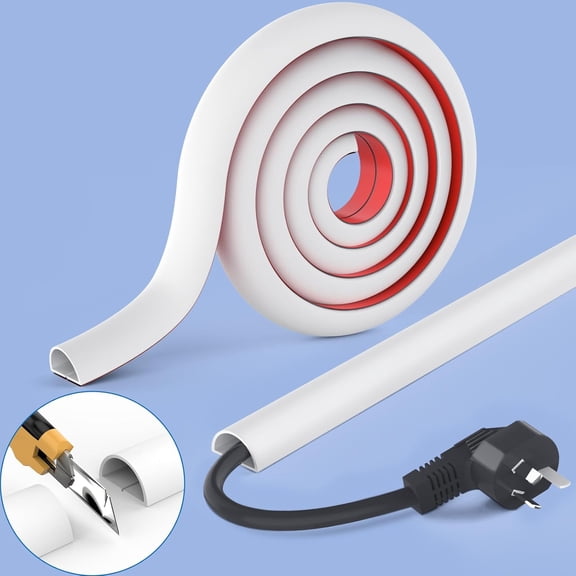 Wall Cord Hider 78 Inch - Self-Adhesive Wire Cover Raceway for Walls, Flexible PVC Cable Concealer for Home and Office, W0.59 H0.39in - White