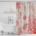 thumbnail image 4 of Coastal Red Waterproof Fabric Shower Curtain,Nautical Coral Seahorse Starfish Shell Waterproof Fabric Shower Curtain for Bathroom Curtains Bathtubs Shower Curtains with 12 Hooks Extra Long 72x84, 4 of 8