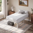 thumbnail image 2 of Einfach Twin Bed Frame, 18'' Metal Platform Bed with 16.6'' Under-Bed Storage Space, Heavy Duty, No Box Spring Needed, White, 2 of 11