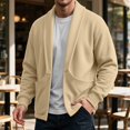 thumbnail image 2 of MXALUOB Men's Cardigan Sweaters Shawl Collar Open Front Long Sleeve Winter Sweater Solid Color Regular Fit Fashion Outerwear for Daily Wear, 2 of 6