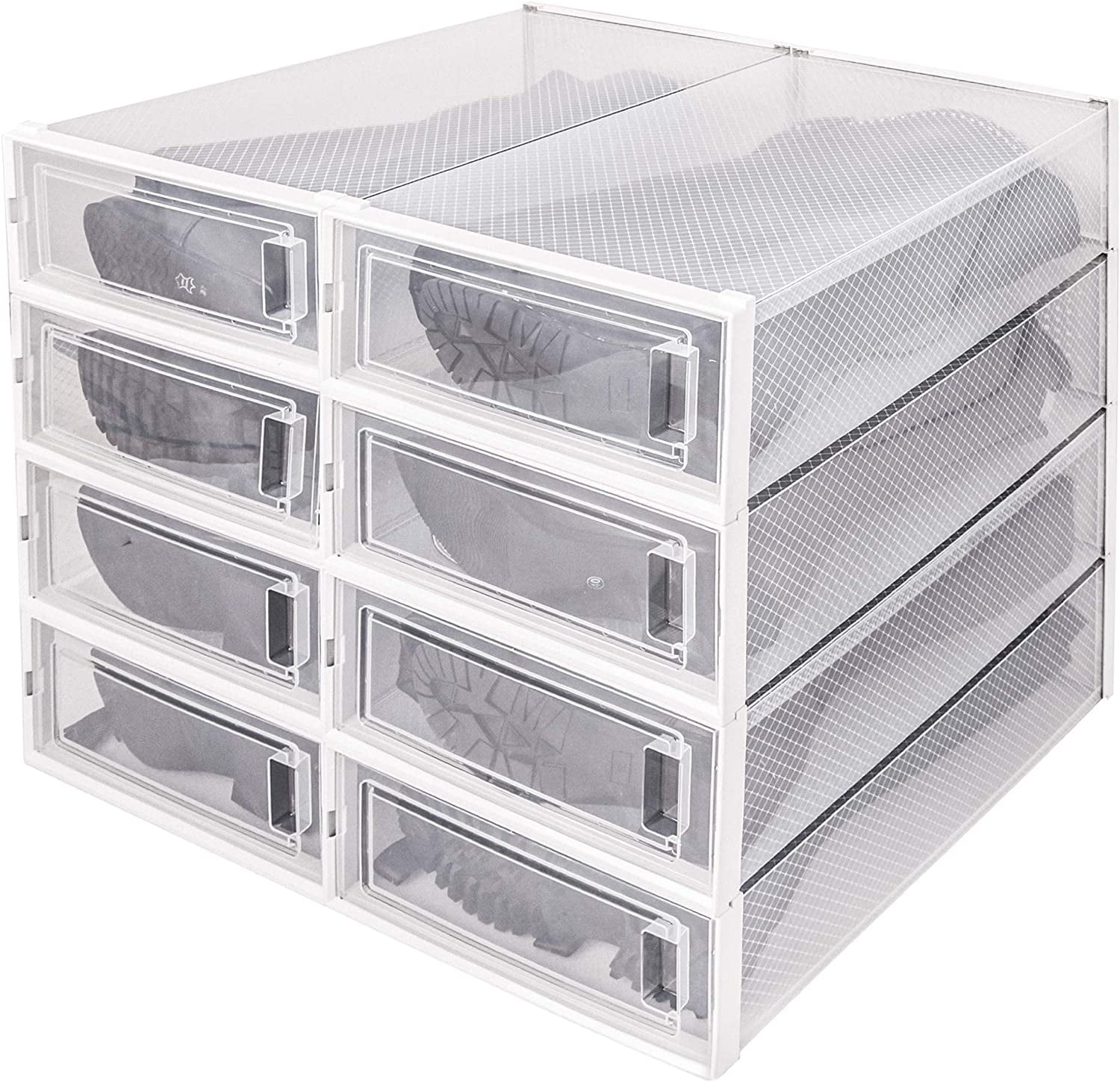 Stackable Boots Storage Box,8 Pack Foldable Boots Box Organizer and