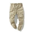 thumbnail image 3 of MAWCLOS Mens Cargo Pants Elastic Waist Trousers Solid Color Jogger Pant Fitted Hiking Drawstring Bottoms Khaki M, 3 of 3
