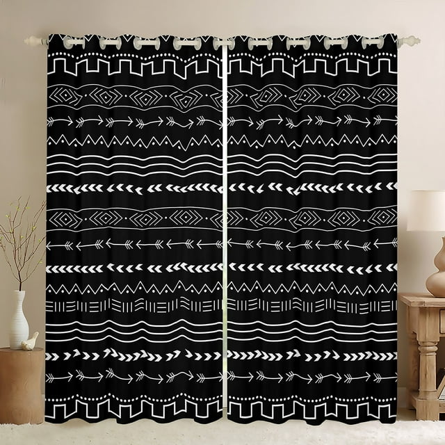 Rideaux Occultants à Géométrie Abstraite Rideaux Bohèmes et Draperies, Rideaux Aztèques de Style Western pour Salon 2 Panneaux 38"L X 54"H