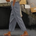 thumbnail image 2 of GUACER Pants for Women Casual Linen Drawstring Waisted with Lace Hem Boho Eyelet Trim Straight Leg Pants, 2 of 7