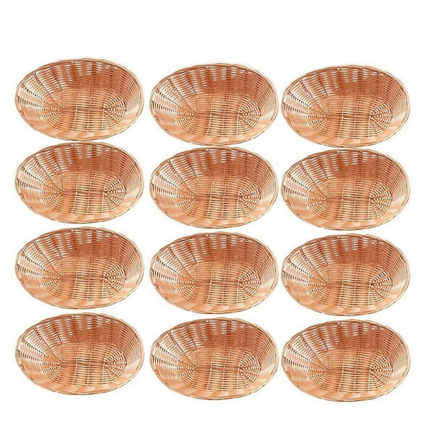 12 Pack Plastic Oval Basket, Empty Bread Basket Food Storage Basket Bulk,Plastic Wicker Baskets Bin