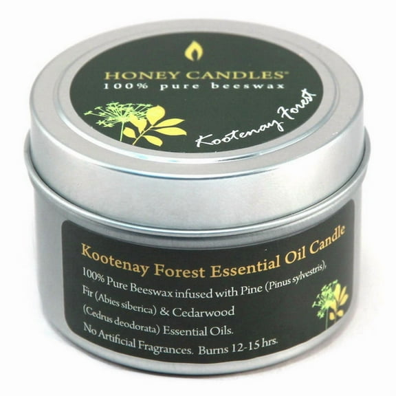 Honey Candles Kootenay Forest Essential Oil Beeswax Candle 3 oz. tin