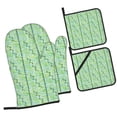 thumbnail image 2 of YFYANG Ensembles de Mitaines de Four et Supports de Casseroles 4 Pcs, Antidérapant Résistant à la Chaleur Vert Géométrie Abstraite Gant de Cuisine Tapis de Casserole pour Cuisson et Pâtisserie, 2 of 8