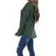 thumbnail image 2 of Mujeres Top con capucha cordón bolsillo manga larga moda transpirable mujeres Casual Fit blusa verde L, 2 of 6