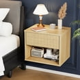 thumbnail image 6 of Zimtown Fluted Floating Nightstand Set of 1, End Table Wooden Bedside Table Large Capacity Easy to Assemble, Oak, 6 of 10