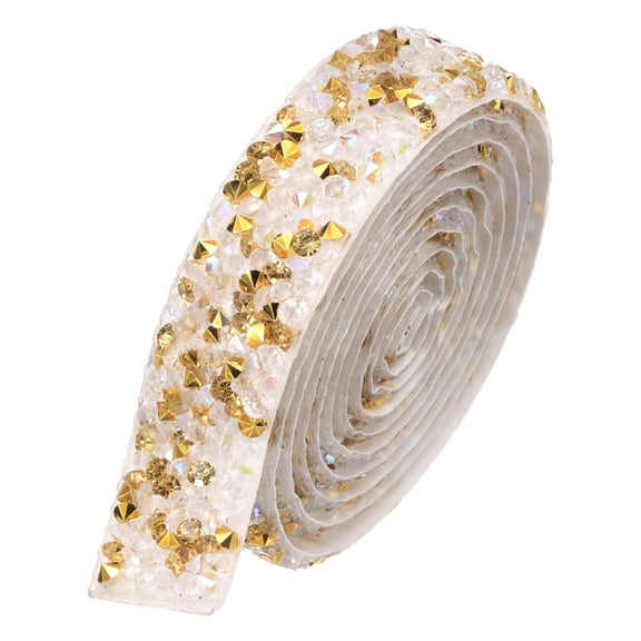 Crystal Rhinestone Ribbon Roll, 1 Yard x 3/5 Inch Self-Adhesive Rhinestone Strips Gold Yellow