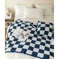 thumbnail image 3 of Ultra-Soft Buffalo Checkerboard Grid Fluffy Microfiber Knitted Baby Blanket Super Cozy Lightweight Checkered Bed Blanket for Sofa Couch Bed Navy 30"X40"¡­, 3 of 6
