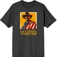thumbnail image 3 of "Wanted" Cowboy With American Flag Adult Charcoal Crew Neck Short Sleeve Tee-XS, 3 of 4