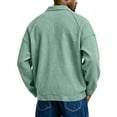 thumbnail image 5 of Qwertyu Men's Waffle Long Sleeve Shirts Stand Collar Casual Sweatshirt Lightweight V Neck Winter Knit Pullover Tops Light Green 2XL, 5 of 7
