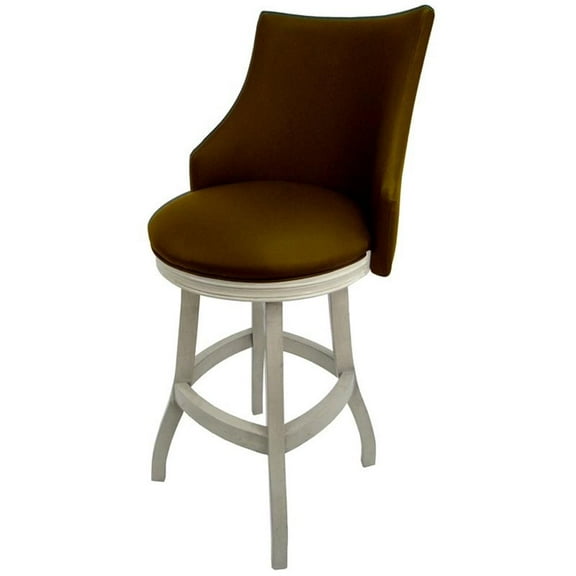 Tobias Designs Bellissima 30" Swivel Wood Bar Stool in Brown/ Antique White