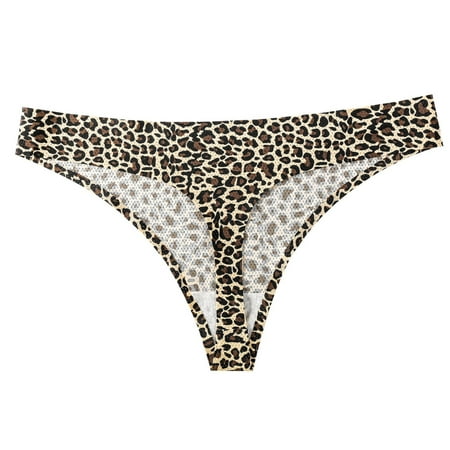 AOOCHASLIY Womens Underwear Plus Size Deals Brief Fashion Comfortable Flower Leopard Print Low Waist Seamless G-string Pants Panties Thong