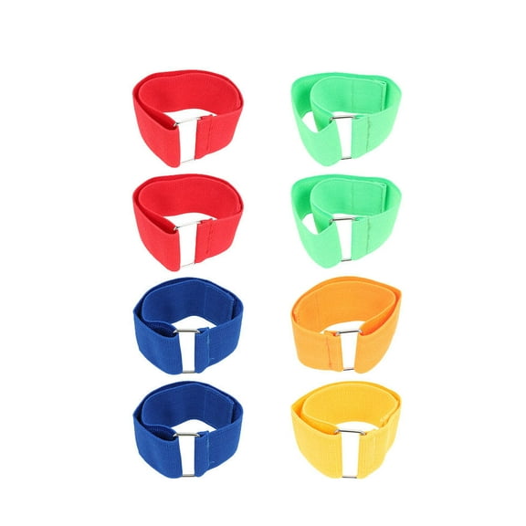 Eease 8PCS Three-legged Race Band Elastic Tie Rope Strap for Relay Game (Random Color)