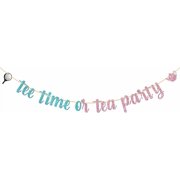 Tee Time or Tea Party Banner, Golf Gender Reveal Decorations, Boy or Girl Golf Baby Shower Gender Reveal Party Supplies, Pink Blue Glitter