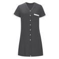 thumbnail image 3 of Button Down Night Gowns for Women, Fashion Casual Summer V-Neck Short Sleeved Contrasting Color for Home Simple Women's Short Dress., 3 of 5
