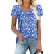 thumbnail image 1 of 2023 camiseta de manga corta con pétalos para mujer, camisetas casuales con cuello en V, azul floral, blanco pequeño esquí esquí Gafas de esquí, 1 of 1