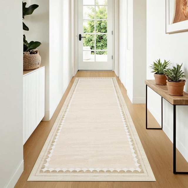 Washable Area Rug for Living Room, Solid Neutral Non Slip Large Rug with Rubber Backing, Low Pile Stain Resistant Modern Carpet for Bedroom Dining Room, 2×6 ft to 10×13 ft, Camel Gray Blue Black
