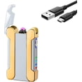 thumbnail image 1 of YOZWOO Electric Lighter Creative Double arc Windproof Lighter with Projection, arc Lighter Plasma Lighter Rechargeable USB Lighter with LED Battery Indicator (Silver), 1 of 7