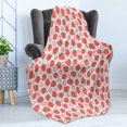 thumbnail image 4 of Strawberry Soft Flannel Fleece Throw Blanket, Retro Style Pattern with Graphic Strawberries and Flower Petals, Cozy Plush for Indoor and Outdoor Use, 50" x 70", Dark Coral Pale Pink, by Ambesonne, 4 of 5