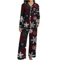 thumbnail image 4 of Fznquz Cozy Womens Pajamas Button Down Christmas Cute Outfits 2 Piece Xmas Print Long Sleeve 2025 Pjama Set Womens, 4 of 5