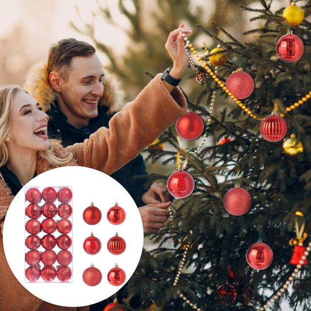 DPTALR 36PCS Christmas Xmas Tree Bauble Hanging Home Party Ornament Decor 6CM